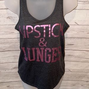 Lipstick & Lunges Racerback Tank Top Shirt Size Small
